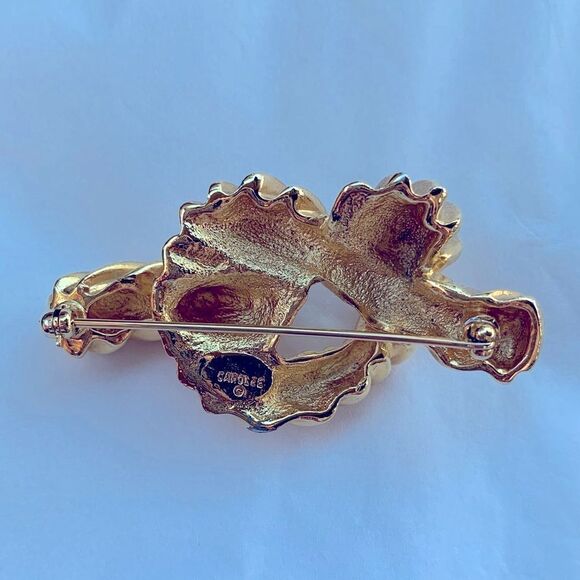 Vintage Carolee Gold Textured Knot Bow Brooch - Picture 3 of 3